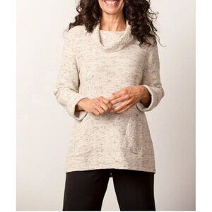 Habitat Sweater Womens Medium Winter White Cowl Neck Waffle Thermal Tunic Cozy